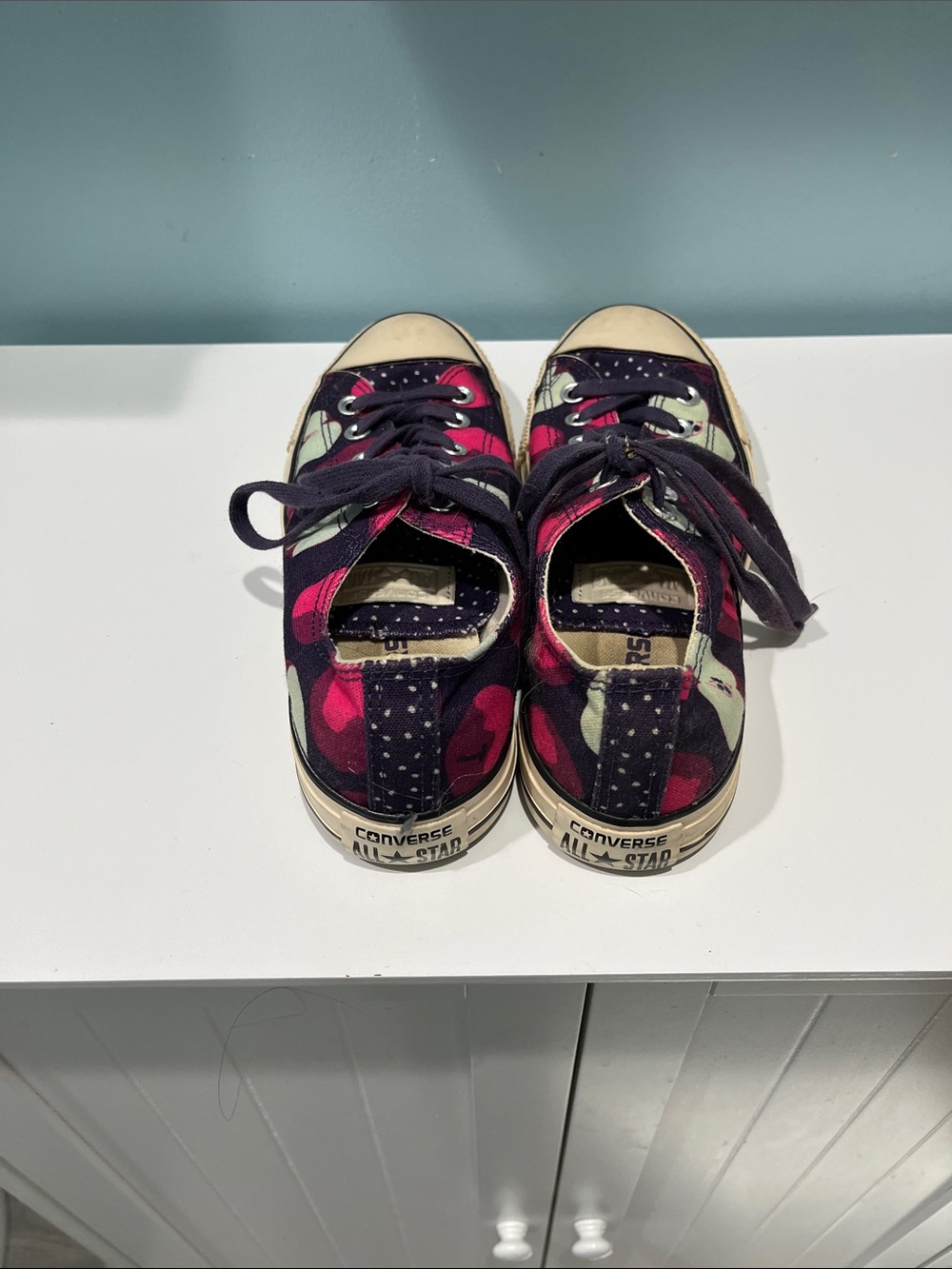 Converse Low-Top Canvas Sneakers in Dark Purple and Hot Pink - Picture 3 of 7